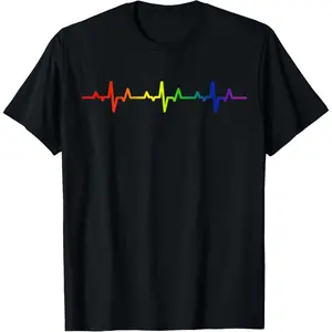 Gay Heartbeat Pride Rainbow Flag LGBTQ T-Shirt