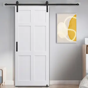 28 "x 84" Barn Door Slab, White Interior Door Panel, Real Primed Doors Six Panel, Pre-Drilled Ready to Assemble, Painting Free, Waterproof, Moisture-Proof, Anti Deformation