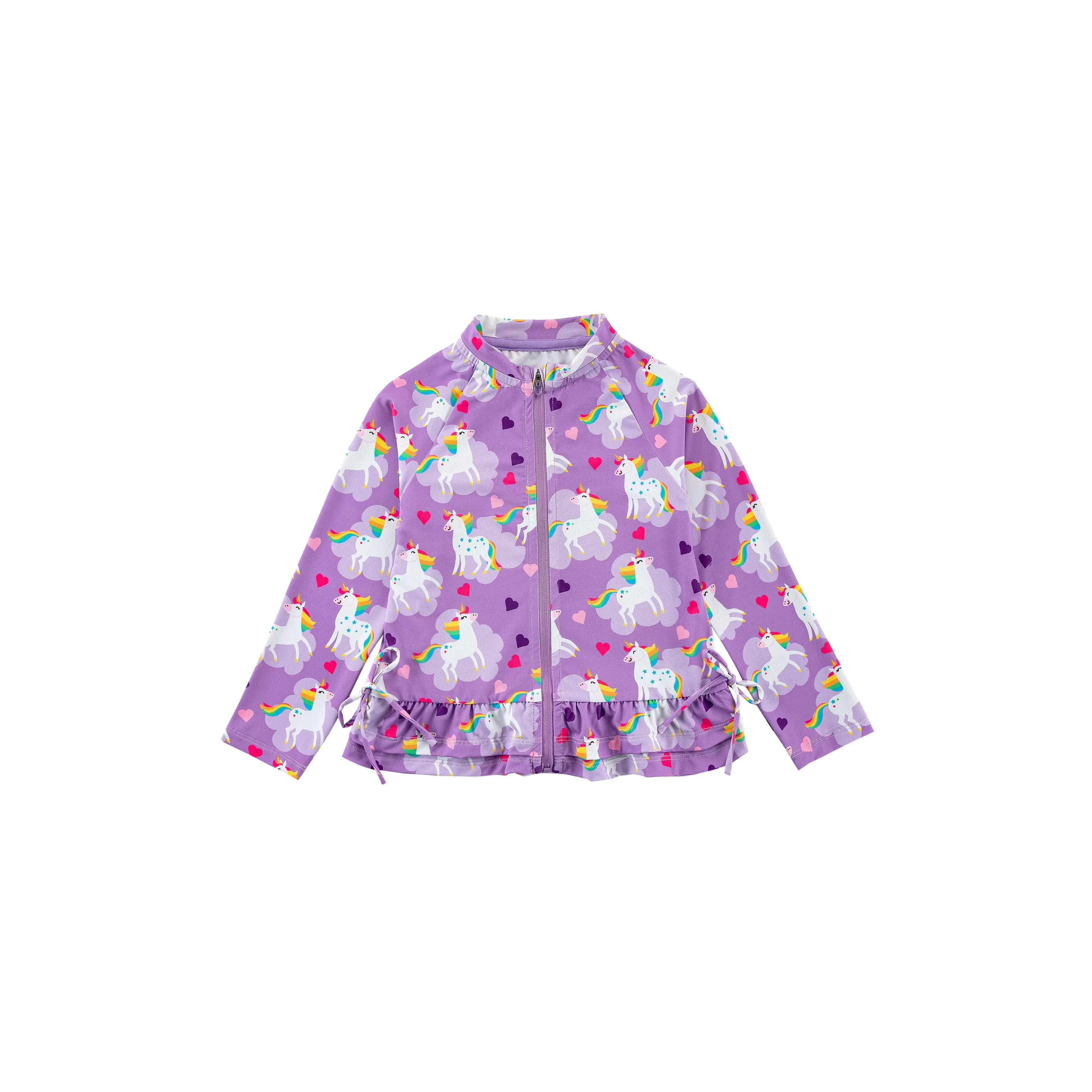 Raya UPF 50+ Ruffled Zip Up Sun Protection Shirt, Unicorn