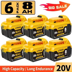4Pack 8.0Ah Lithium Battery Replacement for Dewalt 20V Battery Lithium-ion MAX DCB200 DCD/DCF/DCG/DCS Series dewalt batteries