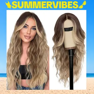 SummerVibes AISI HAIR Long Wavy Hairline, 26 Inch Middle Part, Soft and Durable Design,Synthetic Heat Resistant Wig for Women Glueless Wig Lace Closure Wig
