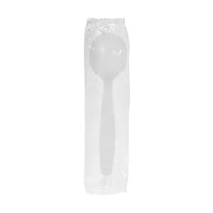 [1,000 ct] PS Plastic Heavy Weight Soup Spoons Wrapped, White