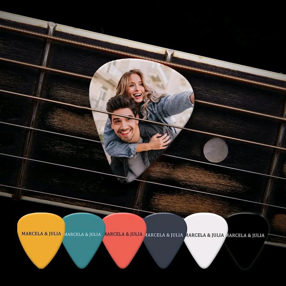 Custom Text Guitar Pick, Engraved Double-Sided Printed With Photo 12Pcs