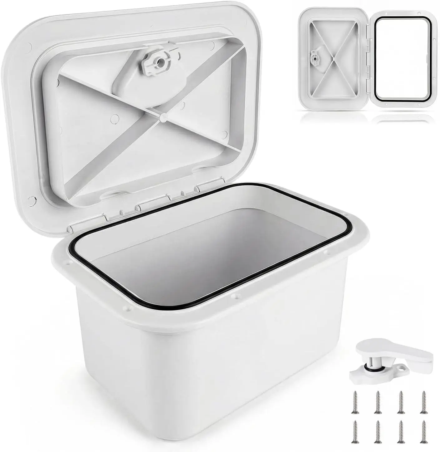 Thickened ABS Marine Flush-Mount Deck Storage Box with Latch, Boat Tool Box for Pontoon, Bass Boat, Car & Home Storage