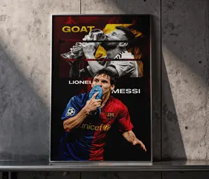 Lionel Messi | Football Legend Poster Artwork “GOAT — A King Of Club And Country” — For Sports Fans, For Drops That Radiate Eternal Greatness