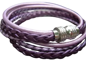 Womens Leather Bracelet with Stainless Steel Magnetic Clasp - Double Wrap, Womens Bracelet, Womens Jewelry