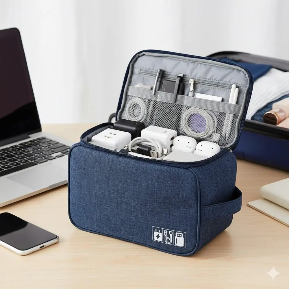 Multi-Purpose Waterproof Digital Organizer, Durable Travel Bag, Travel Organization Pouch, Travel Pouches, Travel Accessories for Cables, Power Bank, Easy-Clean Fabric, Portable Handle, Anti-Crush Design for Home, Travel, Travel Carryall