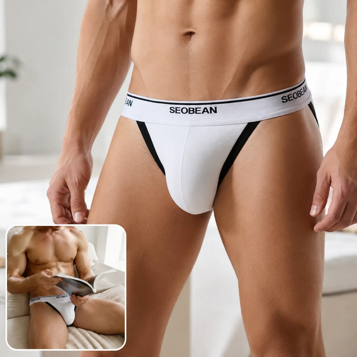 SEOBEAN Men’s Low-Rise Bikini Briefs, High-Cut Underwear with Contour Pouch, Soft Stretch Breathable Fabric for Everyday Wear, Gym, Lounge and Travel-250101