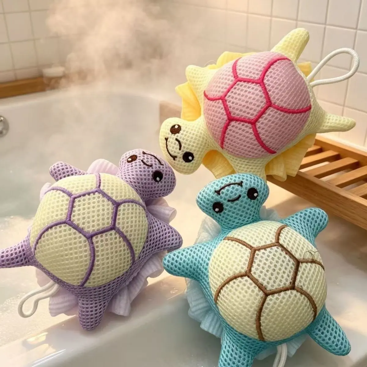 Cute Animal Bath Sponge Shower Loofah, Soft Mesh Bath Ball for Bathroom Shower