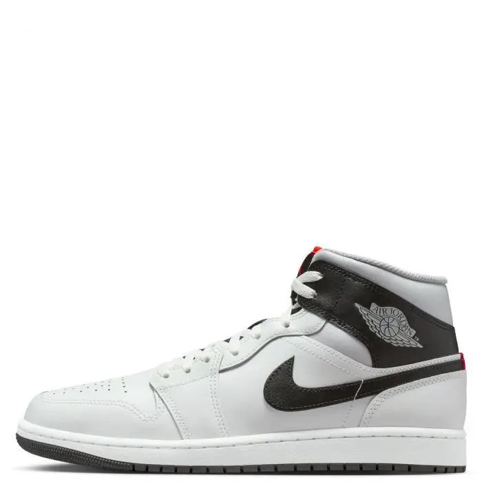 NIKE Men’s Retro Athletic Leather Air Jordan 1 Mid Shoes - White, Black, Infrared, Round Toe, Laces, Style DQ8426-109 (New)