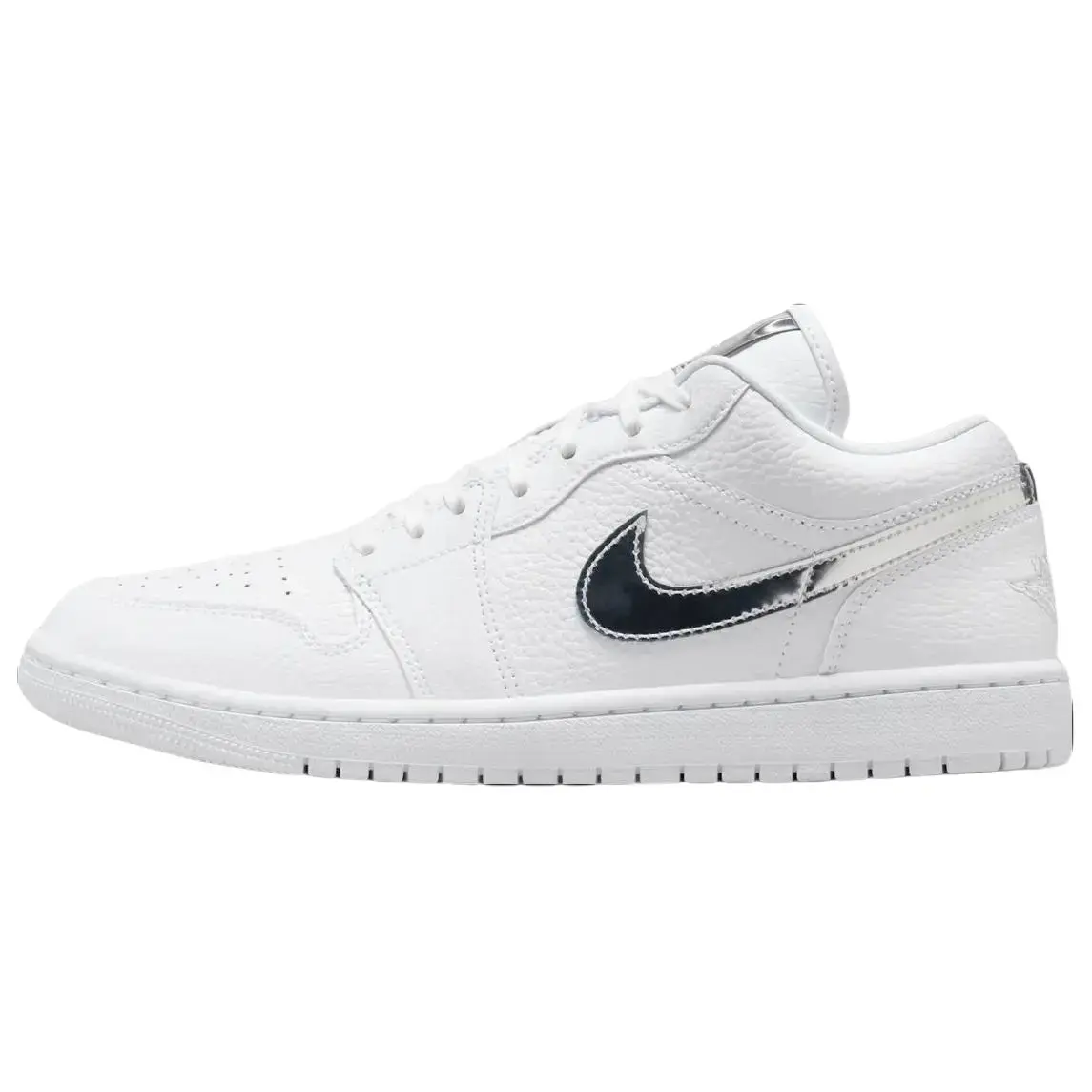 NIKE Air Jordan 1 Low SE 'White Metallic Silver' Female's Leather Athletic Sneaker, Lightweight Lace-up for Casual Everyday Wear, Women's