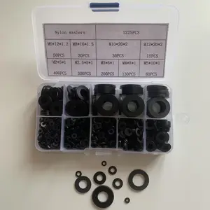 1225pcs Nylon Sealing Washers Set, M2-M12 Round Gaskets, High Temperature Resistant Insulation, Includes Transparent Storage Box
