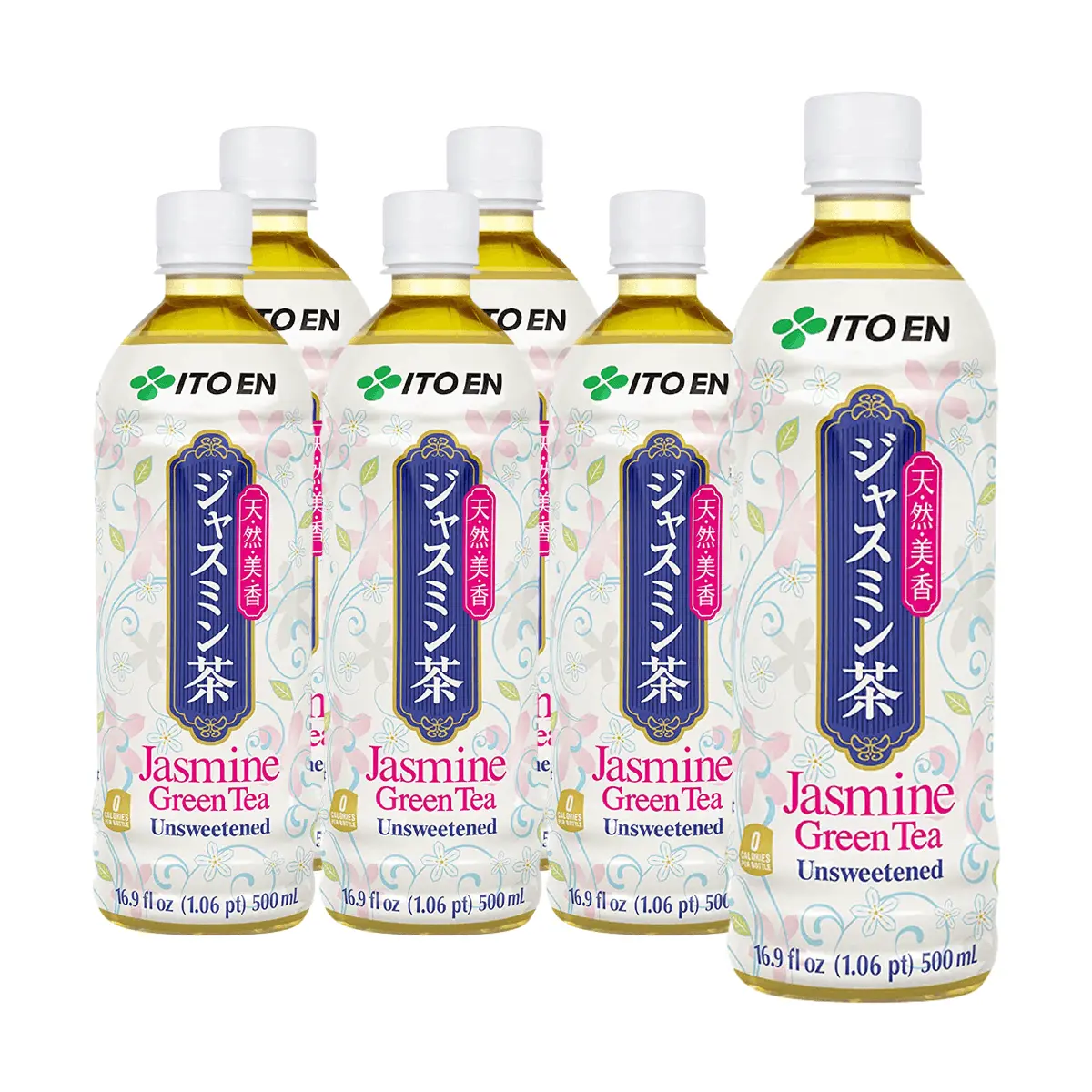 ITO EN 6 Pack Jasmine Green Tea 16.9 fl oz Each - Japanese Unsweetened, 0 Sugar 0 Fat 0 Cal, Natural Floral