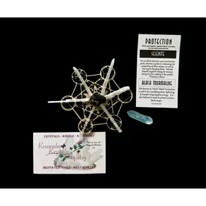9 piece Protection crystal set with metatrons grid powerful 9 piece Crystal set that removes & transforms Negative energy