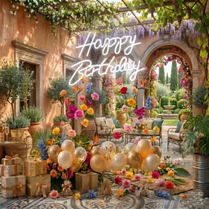 Must-Have Birthday Party Decor | Premium White LED Happy Birthday Neon Light Sign