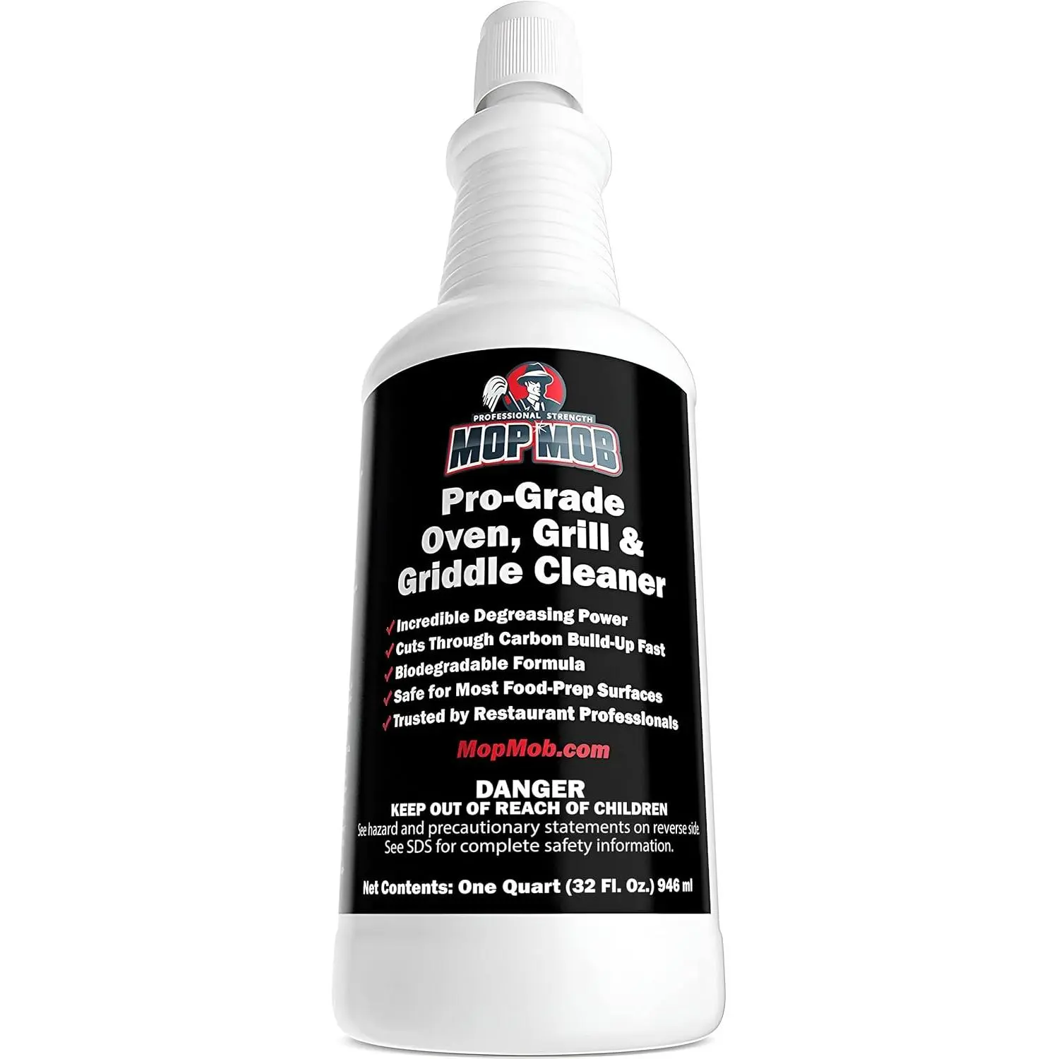 Commercial Grill and Oven Cleaner 32Oz Concentrate 1pk. Heavy-Duty Fast-Acting Degreaser Solution Removes Carbon, Grime, Burnt Food and Oil for Griddles Fryer Baskets and Kitchen Cooking Surfaces.