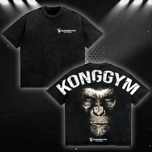 [KONG GYM] KONGGYM "Terrifying Rise" Oversized Washed T-Shirt Men Workout Fitness Shirt, Gym Apparel, Workout Wear, Training Men's Top, Aesthetic Shirt, Discipline, Strength, Focus