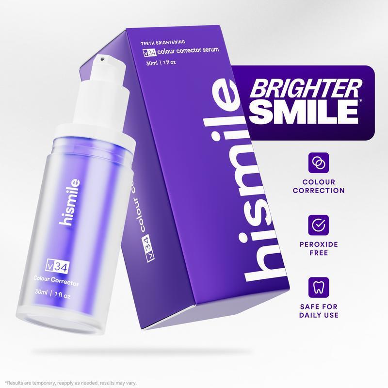 Hismile v34 Colour Corrector - Tooth Stain Concealer, Teeth Brightening Booster, Purple Toothpaste, Colour Correcting,Daily Dental Care