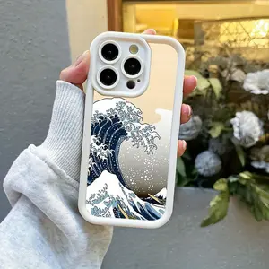 Oil painting of the ocean design black and white Soft TPU Material, Fun and durable, Shockproof and Anti-slip Protection phone case for iPhone 17 E Air Pro ProMax iPhone16 15 14 Plus 13 12 Mini 11 X XS XR