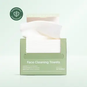 PLANTIFIQUE Disposable Face Towels - 100% Biodegradable Viscose Facial Towelettes for Women Skin Care - Face Cleaning Towel 50 Count