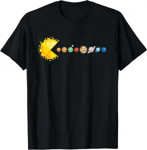 Cotton Short Sleeve Planetary System Star Eating Planets Sun Funny Astronomy T-Shirt For Men Women