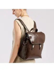 Genuine leather neutral casual handpack fashionable simple large capacity business travel computer backpack cowhide women's bag