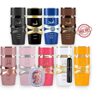 Lattafa Perfumes Yara and Asad Collection Bundle, Yara Pink+Yara Moi+Yara Tous+Yara Candy+Yara Elixir+Asad+Asad Zanzibar+Asad Bourbon+Asad Elixir 100ML. This bundle comes with 5ML Refillable bottle and scented card arabic perfume