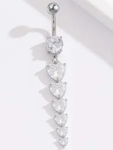 1Pcs Belly Button Ring Dangle Belly Button Piercing Dangle Belly Ring Sparkling Belly Jewelry Heart CZ Belly Ring Valentines Multiple Hearts