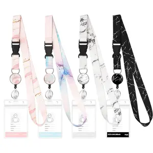 BYH25 4 Pack Detachable lanyards for Cruise Ship Cards Cute Cruise Lanyards with Retractable Badge Reel and Waterproof ID Badge Holder