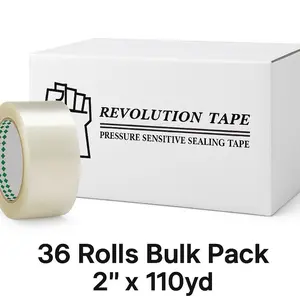 Revolution Tape Clear Pressure Sensitive Sealing Tape 36 Rolls 2.0 Mil 48mm x 110yd Heavy Duty Hold Crystal Clear Finish Temperature Resistant Bulk Pack