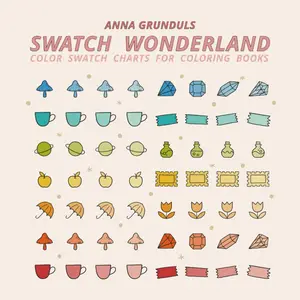 Swatch Wonderland: 40 Color Swatch Charts for Coloring Books with Fun, Magical Shapes to Color In