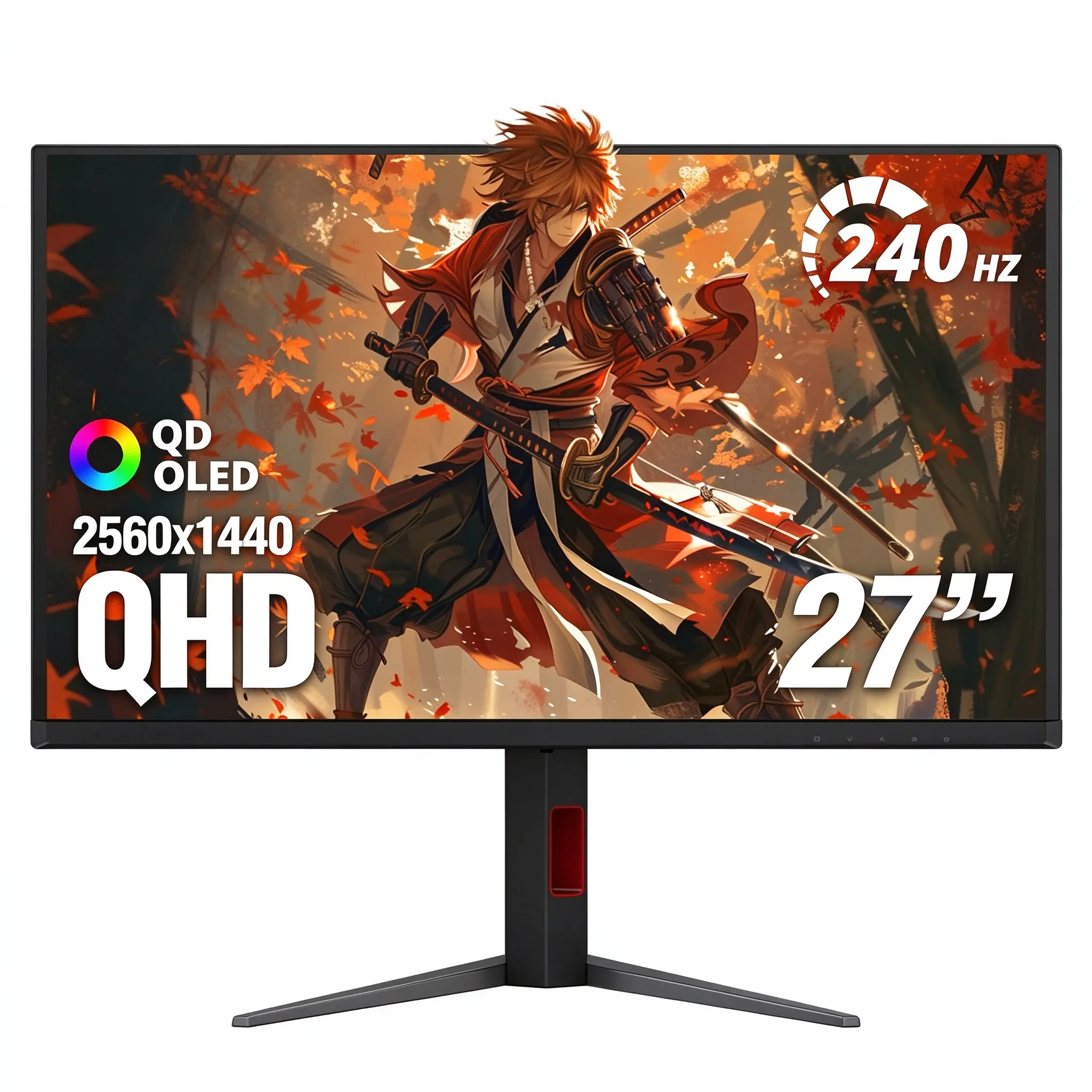 27 Inch QHD QD-OLED Gaming Monitor, 2560x1440 Resolution, 240Hz Refresh Rate, HDR, Adaptive Sync, Height Adjustable Stand for PC Gaming