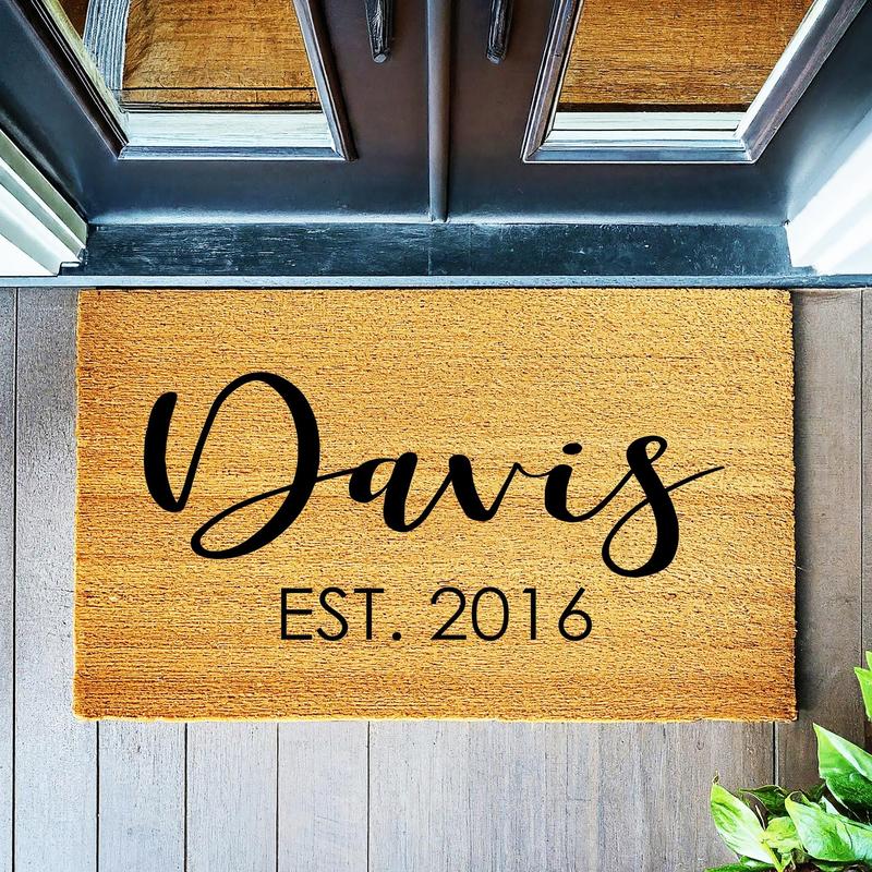 Custom Doormat Last Name Wedding Gift Housewarming Gift Personalized Doormat Closing Gift Welcome Mat Front Door Mat Engagement Gift 1043