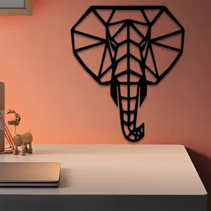 1pc Modern Geometric Elephant Metal Wall Art, Modern Geometric Elephant Statue Mural, Perfect for Gallery, Studio, Office Wall Decor, Labor Day Decor, Ideal Gift for Art Enthusiasts weird home decor