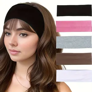 Mixia Hair Women's Summer Sports Headband, Fabric/Soft Sweat-Absorbent Elastic Headband, 5pcs Set - Ideal for Women, Men, Sports, Yoga, Running Headwear