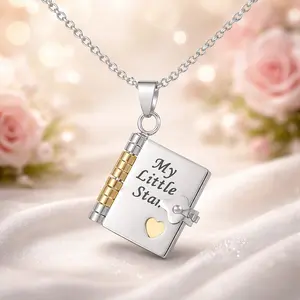 Inspirational Star Necklace Locket for Daughter - Quiet Luxury Sentimental Keepsake Mom Life Inspirational graduation Jewelry Love message Romantic Flip Book  Necklace Pendant Accessories for Women heartfelt christmas Valentines&birthday Boujee Gifts