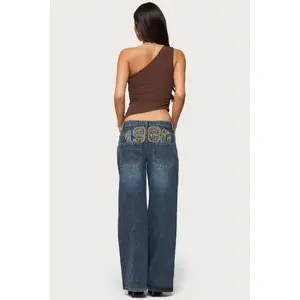 1980 Leopard Patch Low Rise Baggy Jeans