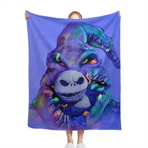 Skeleton Jack and Oogie Boogie Monster PatternPlush Blanket-Soft Seasonal Flannel FleeceThrow, ldeal Birthday and Holiday Gift