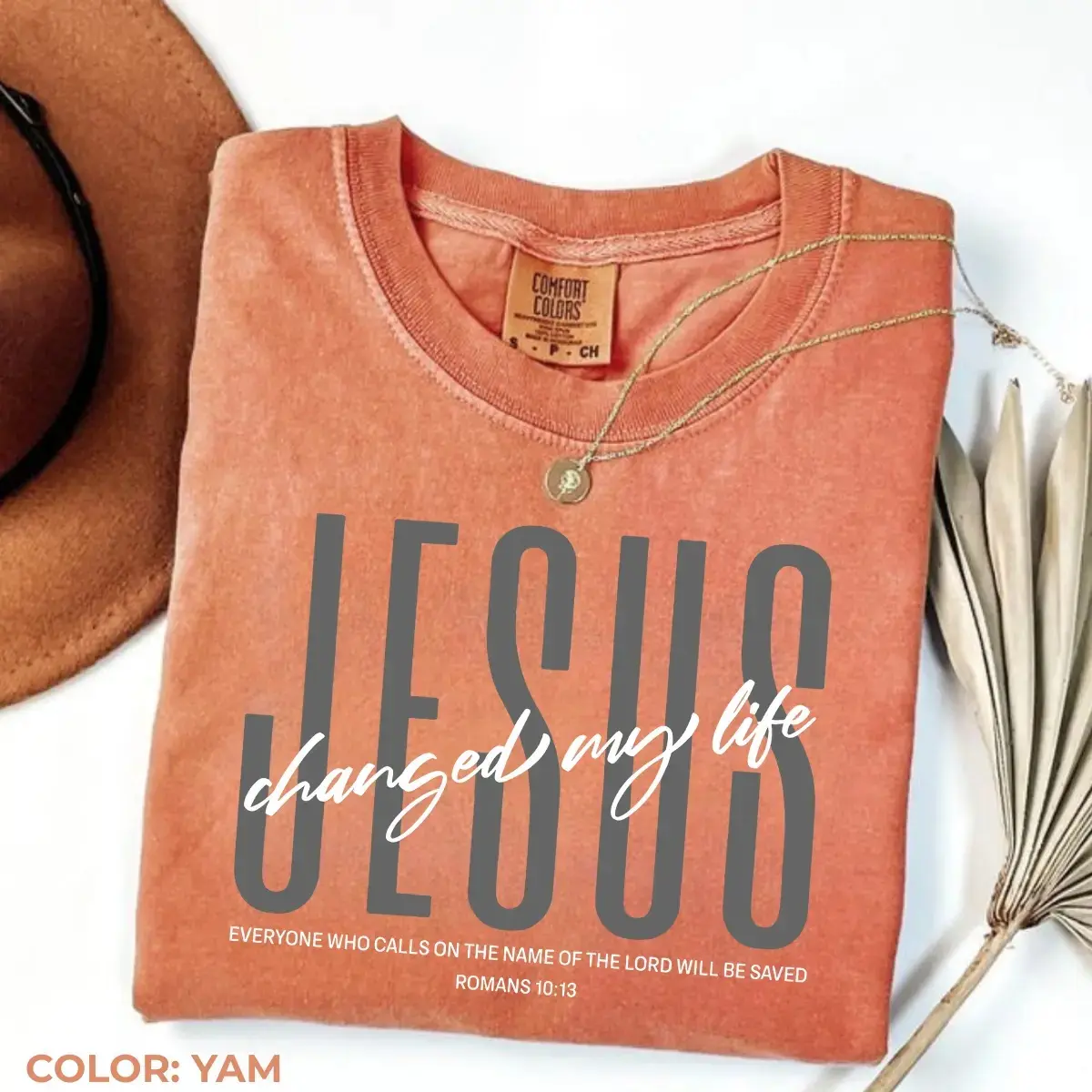 Comfort Colors Jesus Changed My Life T-Shirt, Romans 10:13 Bible Verse Tshirt, Christian T-shirt, Faith-based Religious Gift For Him, Jesus Tee, Womenswear