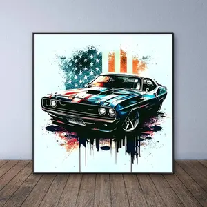 Muscle Car Pattern DIY Diamond Arts Colorful Painting Kit without Frame, 5D Diamond Arts Colorful Painting Kit, Wall Art Decor for Home Living Room Bedroom