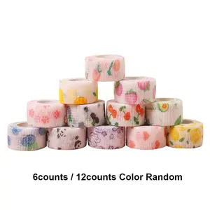 Random Color Cute Print Self Adhesive Elastic Bandage, Breathable Sports Tape, 6/12 Rolls Breathable Sports Bandages for Finger, Wrist, Ankle, Knee, Elbow, Shoulder