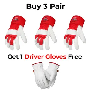 TSWMG Heavy-Duty Red Mud Goat Leather Outdoor Work Safety Gloves with Kevlar Stitching, Heat-Resistant, Abrasion-Proof, for Biking, Construction (Red & White)