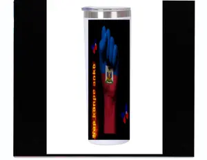 Haitian Tumbler with Distinctive Haitian Flag Design and Protective Lid for Haitian Lovers and Drinkware Enthusiasts