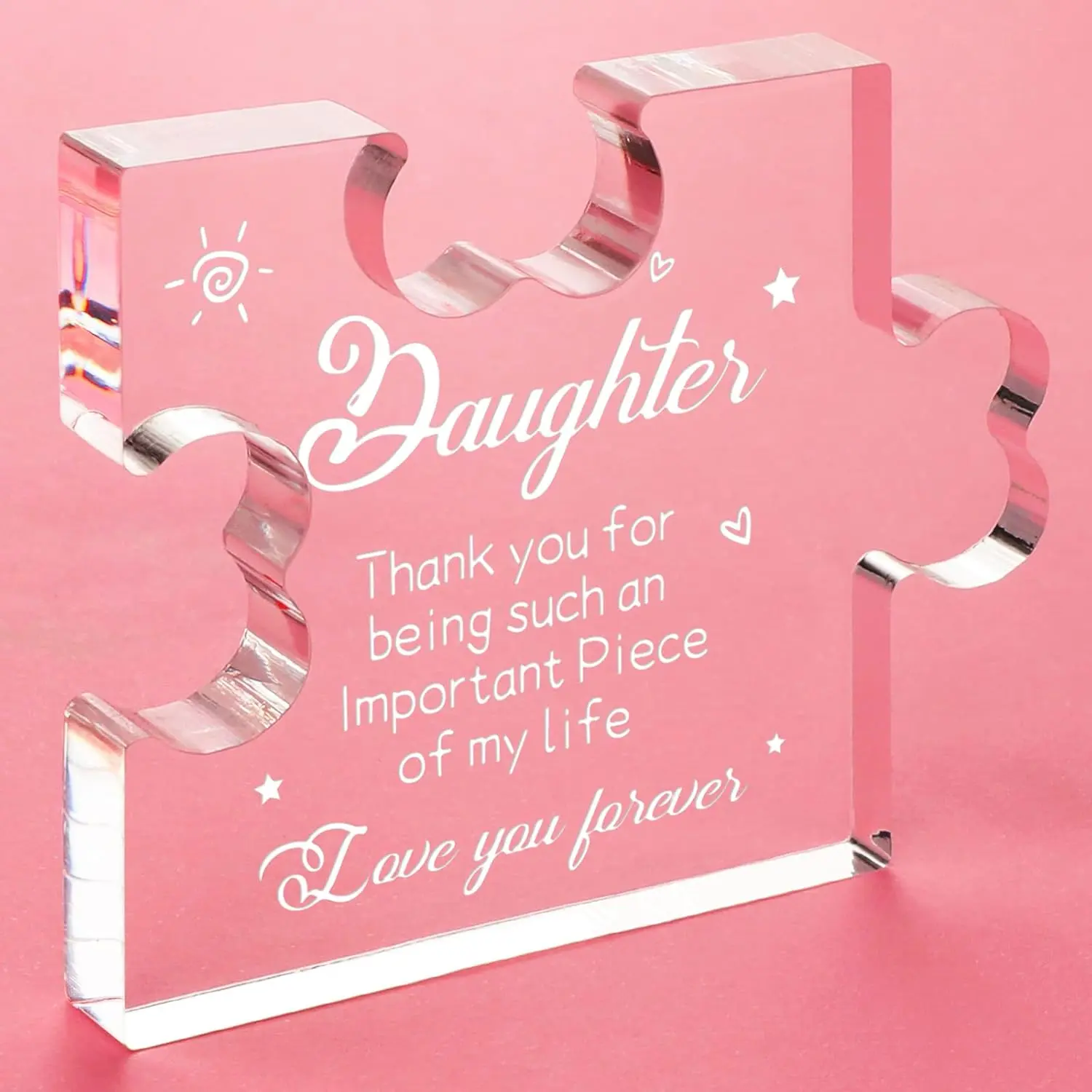 Daughter Gift from Mom Dad Acrylic Puzzle Plaque - Mothers Day Birthday Graduation Gifts for Daughter 3.35 x 2.76 Inch Desk Decorations - Anniversary Wedding Card Gifts for Daughter