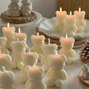 4pcs Cute Bear Shaped Scented Candles, Relaxing Pressure Candles, Aromatherapy Home Decor Gift, Perfect for Bedroom & Living Room, Unique Gift Idea