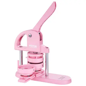 Spring new arrivals 3-IN-1 Button Maker, 1/1.25/2.28 inch(25/32/58mm) Pin Maker, 300pcs Button Parts,Button Maker Machine with Panda Magic Book, Ergonomic Arc Handle Punch Press Kit, For Children DIY Gifts, Pink