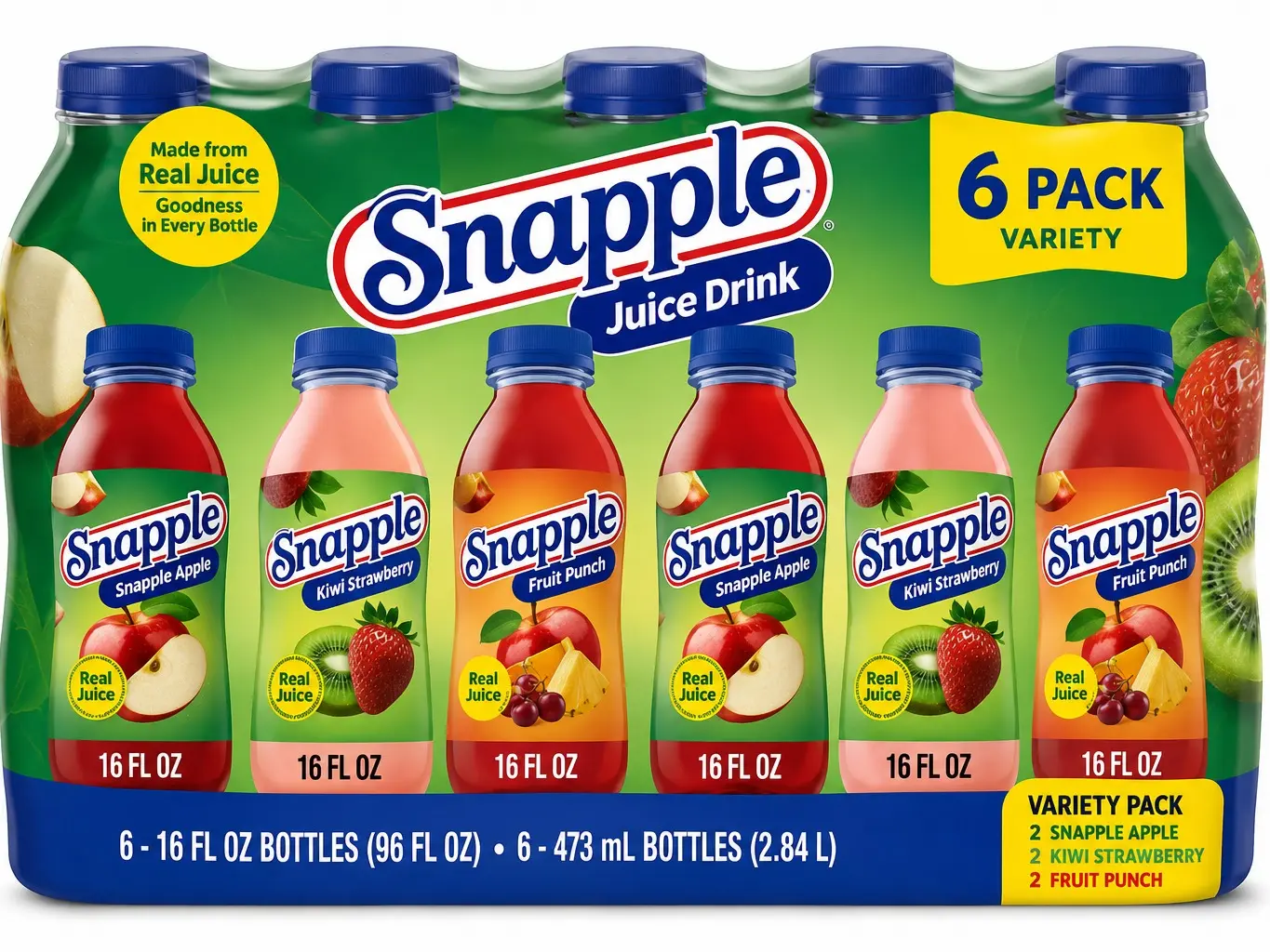Assorted Fruit Juice Drink Variety Pack, 16 fl oz Bottles, 6 Count, Ready-to-Drink Refreshing Beverage Assorted Fruit Juice Drink Variety Pack, 16 fl oz Bottles, 6 Count, Ready-to-Drink Refreshing Beverage