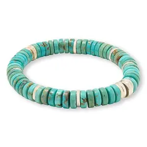 Mine Finds by Jay King Men's Gold Matrix Turquoise Bead Stretch Bracelet