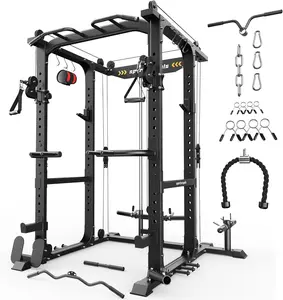 【live only】SPORTSROYALS Power Rack, Multi-Functional Power Cage, Squat Rack with Pulley System & LAT Pull Down, Workout Cage with J Hooks for Home Gym 【live only】SPORTSROYALS Power Rack, Multi-Functional Power Cage, Squat Rack with Pulley System & LAT Pull Down, Workout Cage with J Hooks for Home Gym