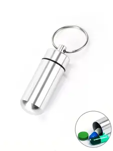 1 Piece Multifunctional Aluminum Alloy Keychain, Portable Waterproof Container for Storage Vitamins, Drugs and Other Stuff for Travel, All-match Fashion Key Accessories for Daily Wear